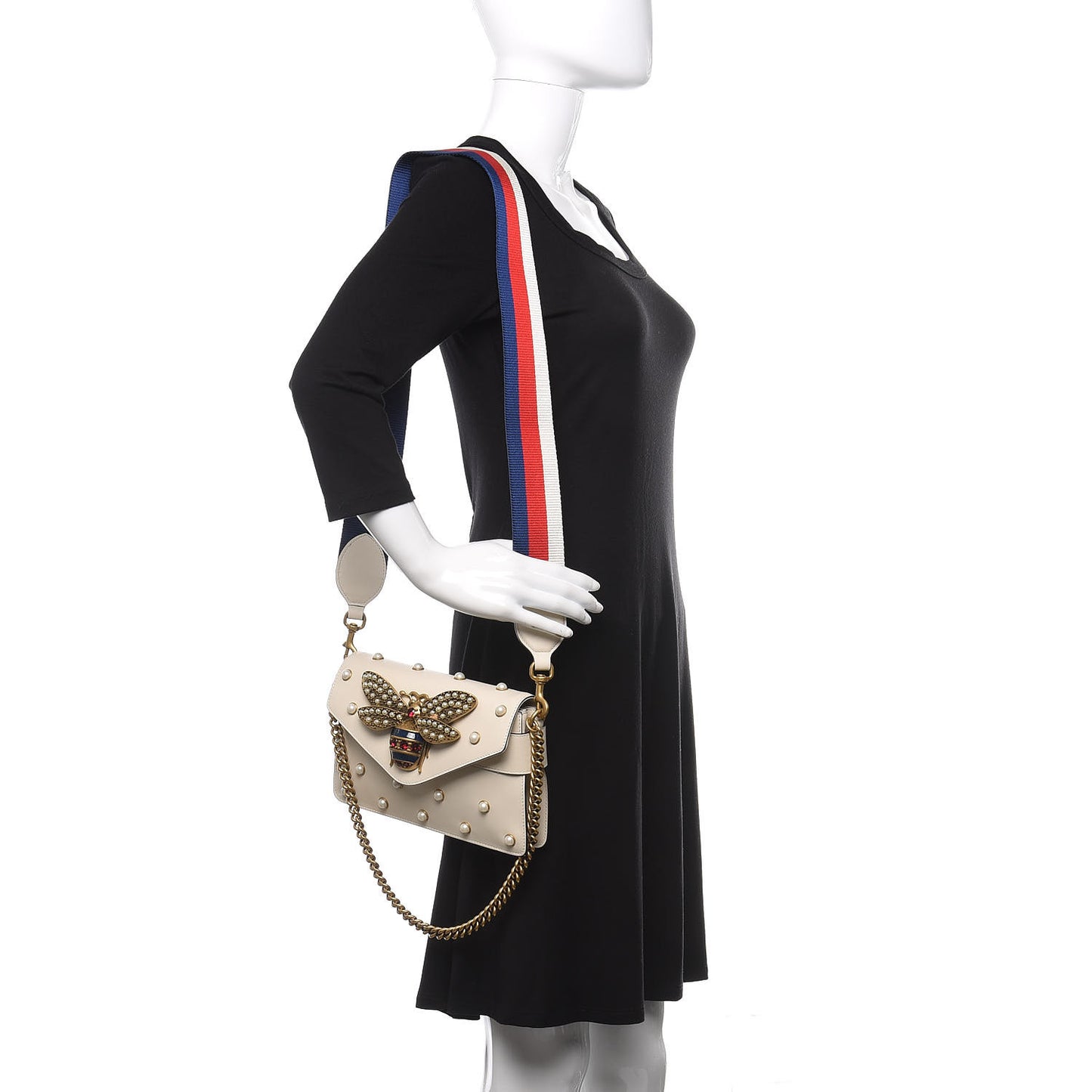 Nappa Pearl Studded Mini Queen Margaret Broadway Shoulder Bag Mystic White