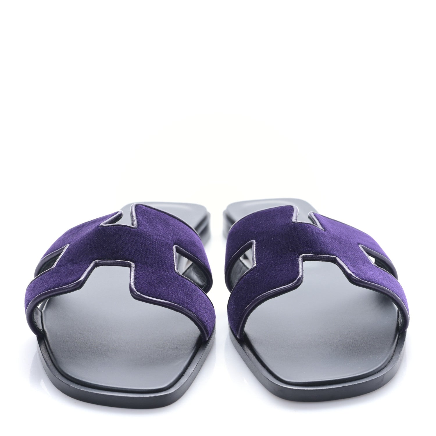 Hermes Velvet Nappa Oran Sandals 38 Violet Fonce 2 of 8