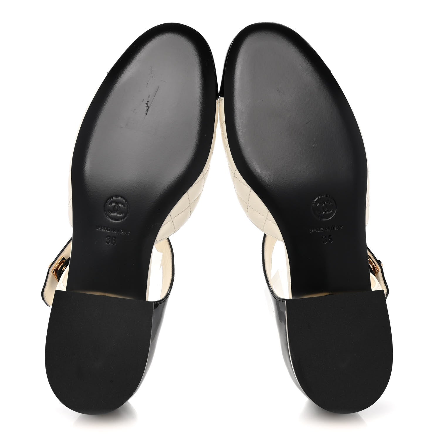 Chanel Patent Lambskin Quilted Cap Toe Ballerina Flats 36 Ivory Black 5 of 9