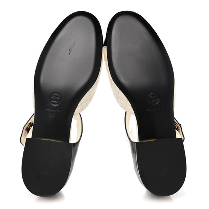Chanel Patent Lambskin Quilted Cap Toe Ballerina Flats 36 Ivory Black 5 of 9