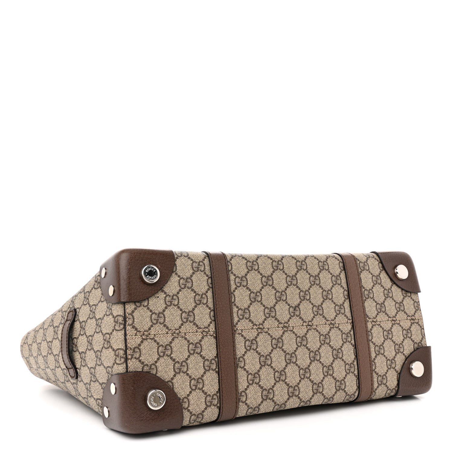 Gucci GG Supreme Monogram Textured Dollar Calfskin Medium Detail Tote Beige Ebony New Acero 4 of 12