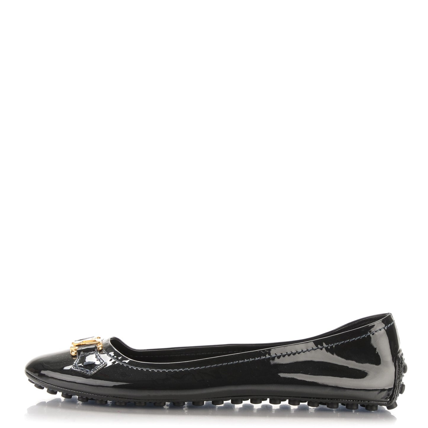Patent Calfskin Oxford Ballerina Flats 42 Navy