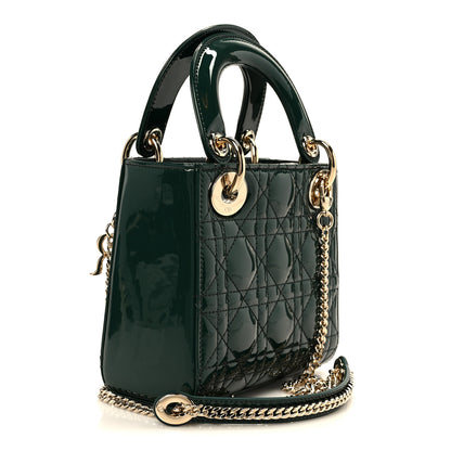 Christian Dior Patent Cannage Mini Lady Dior Pine Green 3 of 10