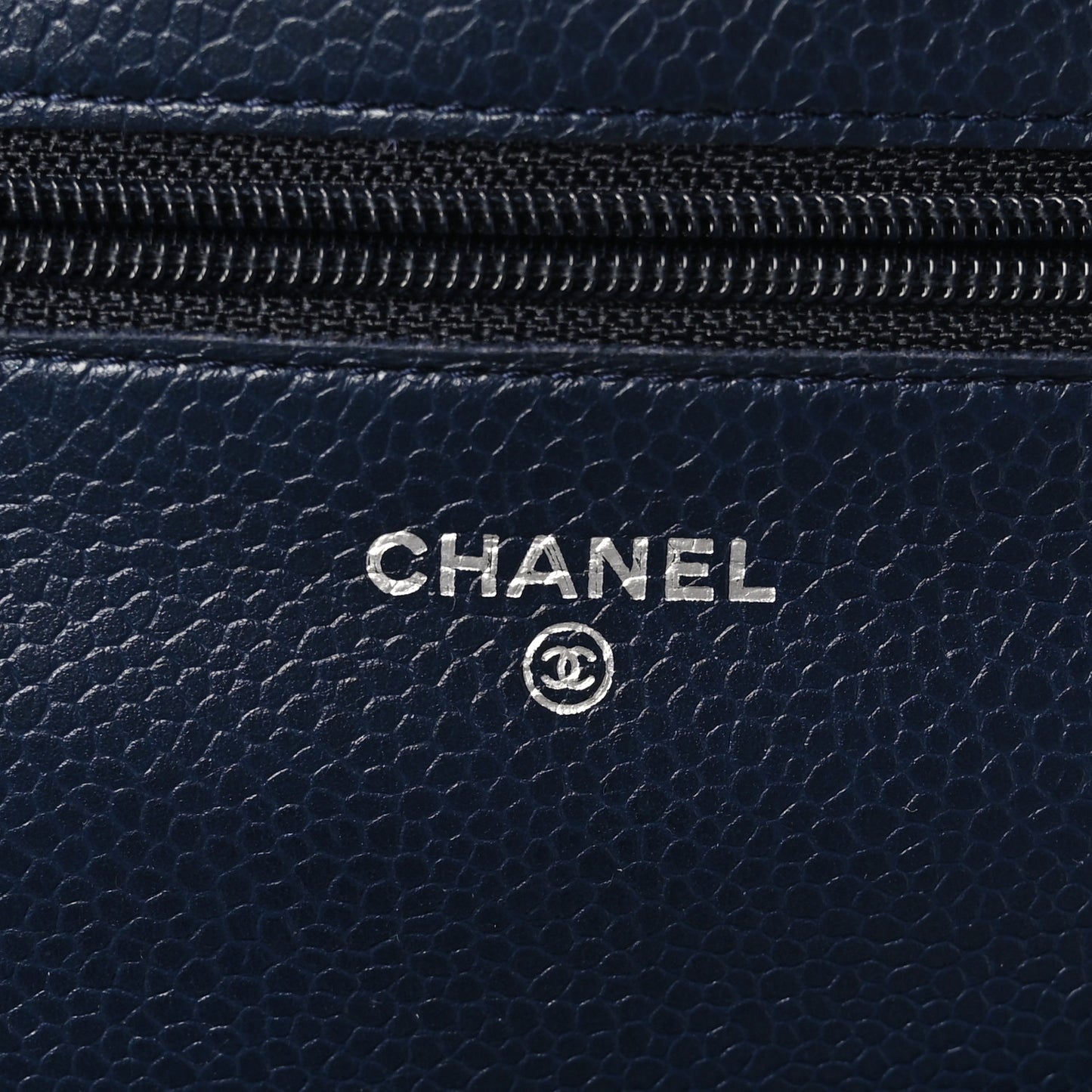 Caviar Quilted Wallet on Chain WOC Navy Blue