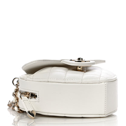 Chanel Lambskin Quilted CC In Love Heart Clutch With Chain White 3 of 9