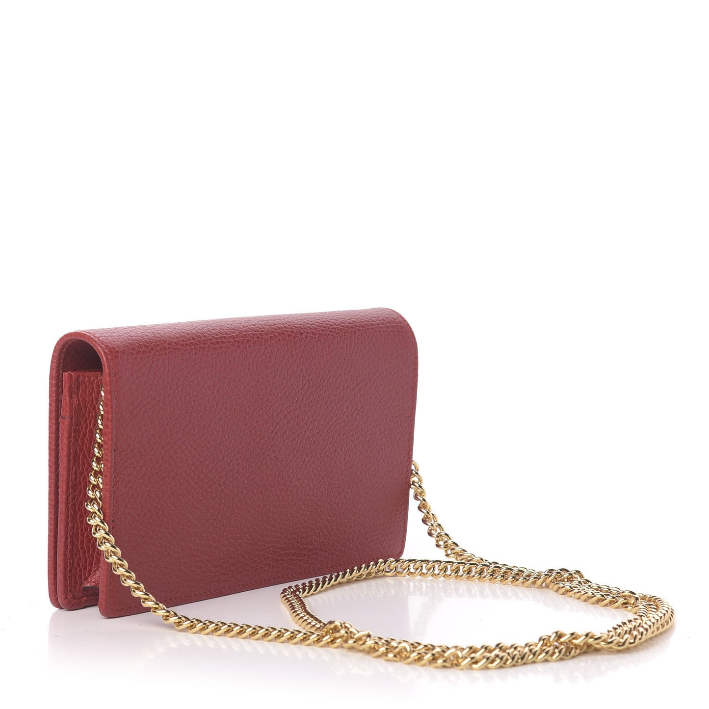 Dollar Calfskin Mini GG Marmont Chain Wallet Hibiscus Red