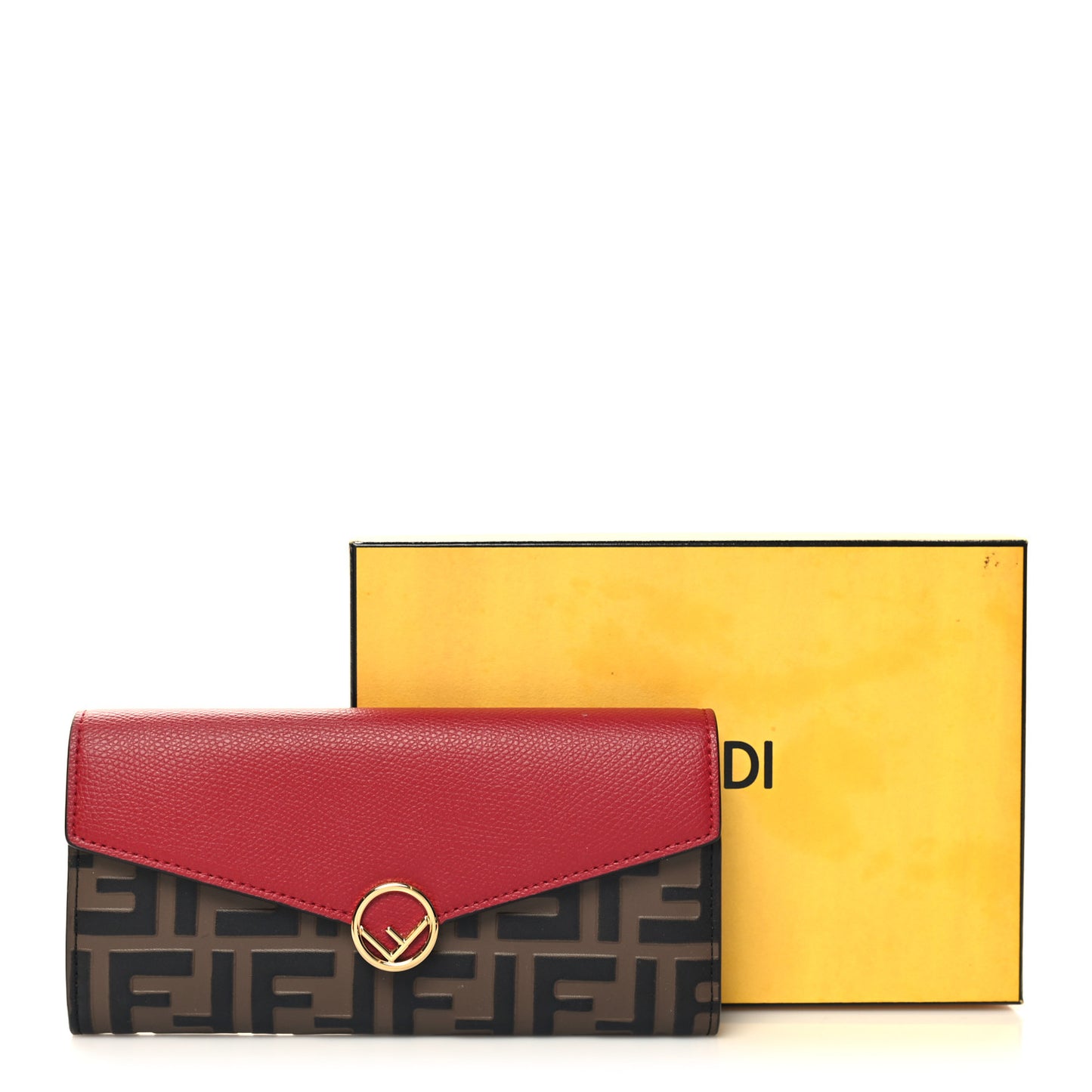 Vitello Cruise F is Fendi Bi-Color FF 1974 Embossed Continental Envelope Wallet Maya Black Fragola