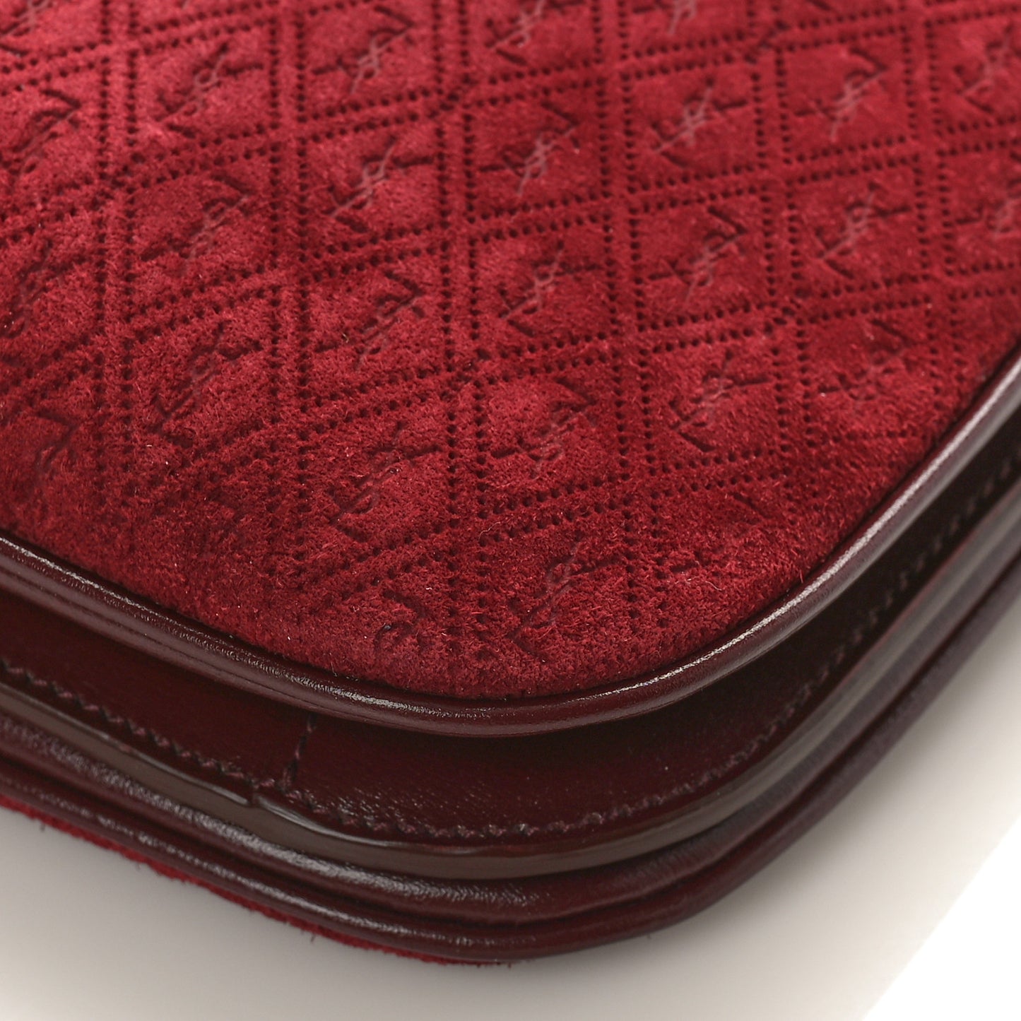 Suede All-Over Monogram Crossbody Burgundy