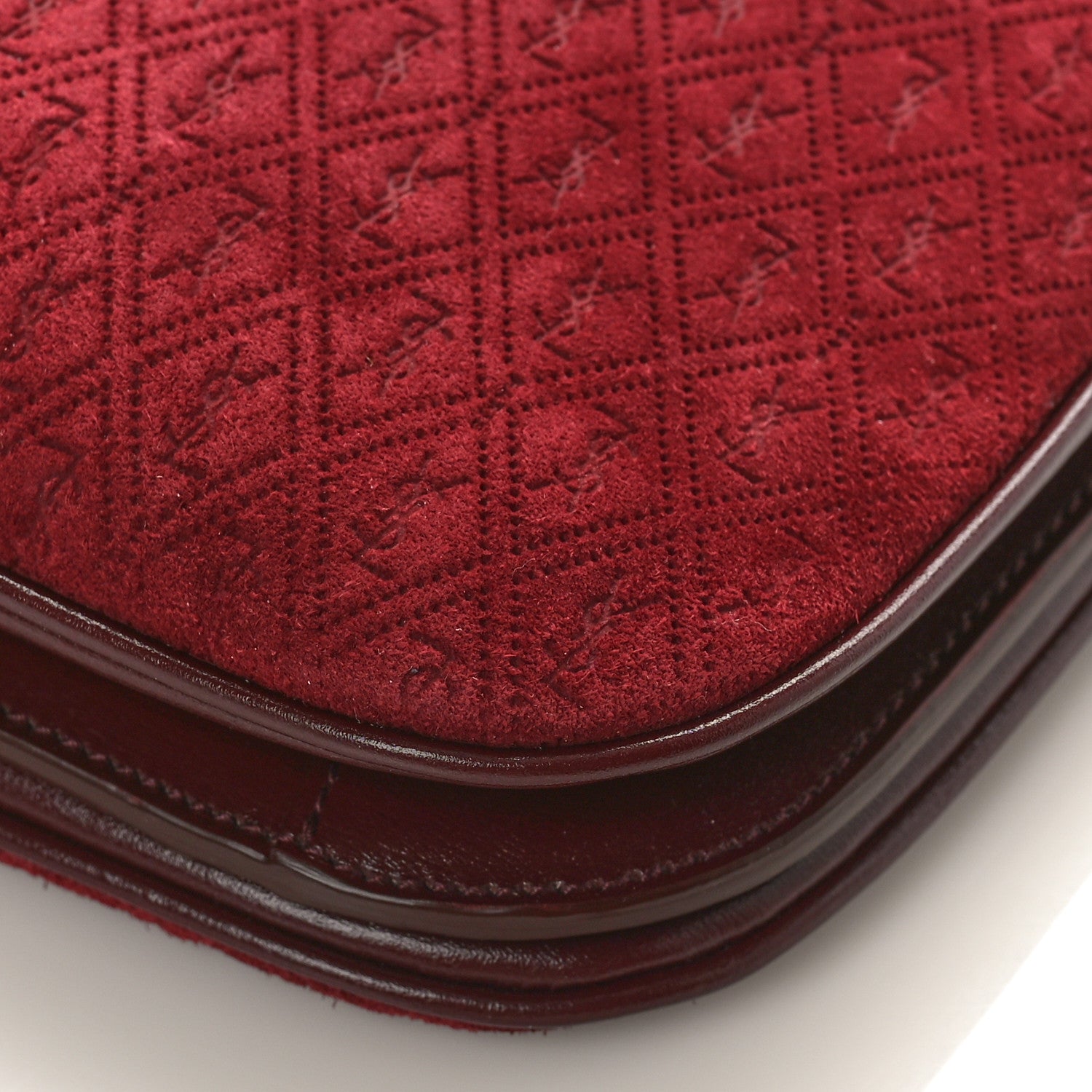 Saint Laurent Suede All-Over Monogram Crossbody Burgundy 8 of 8