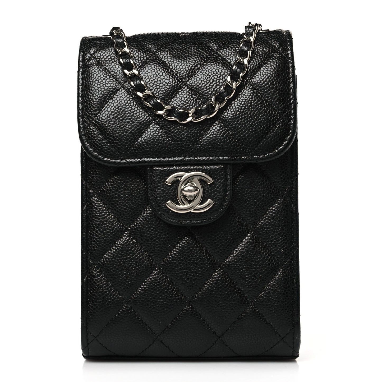 Caviar Quilted Classic Phone Holder Black
