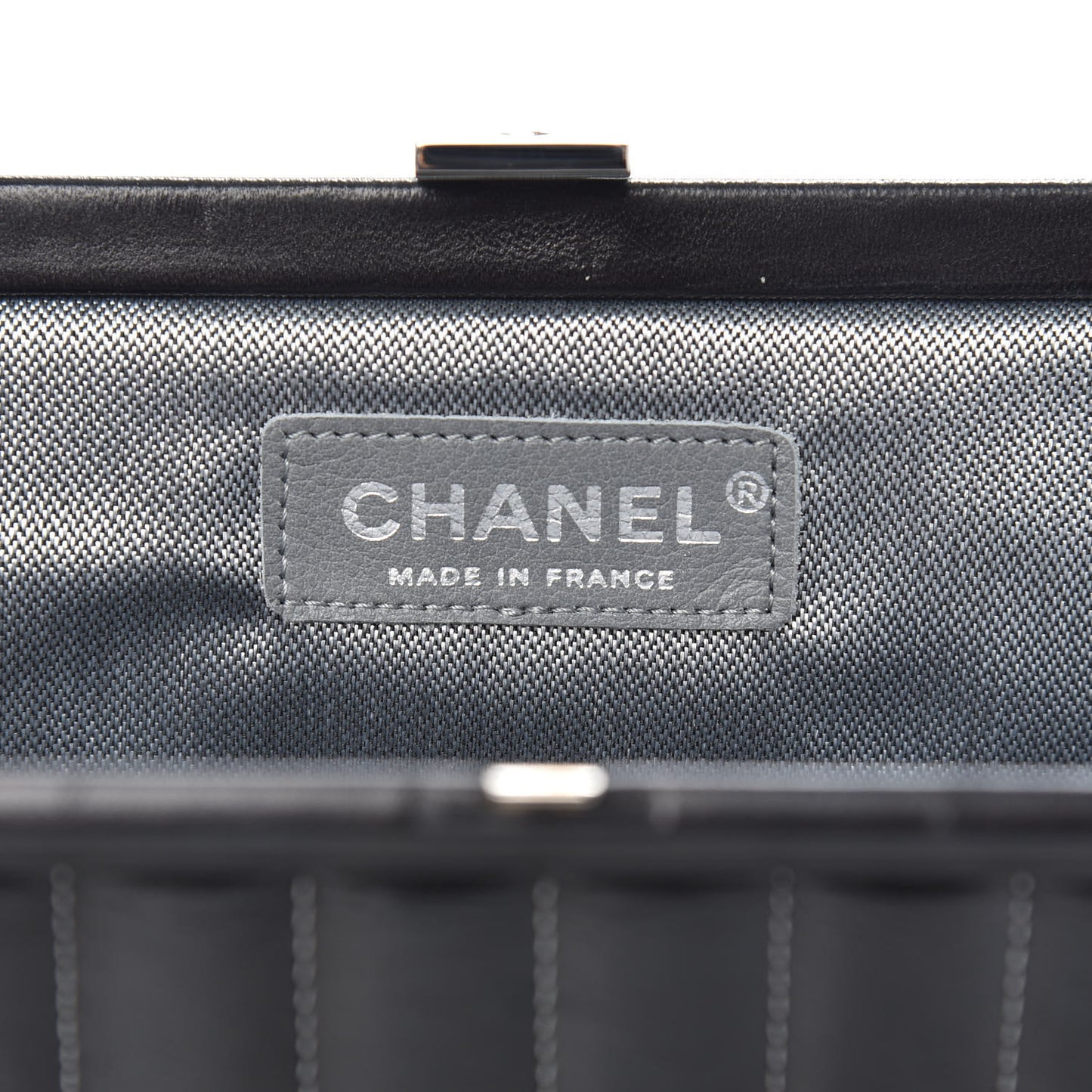 Lambskin Vertical Quilted Mademoiselle Clutch Black