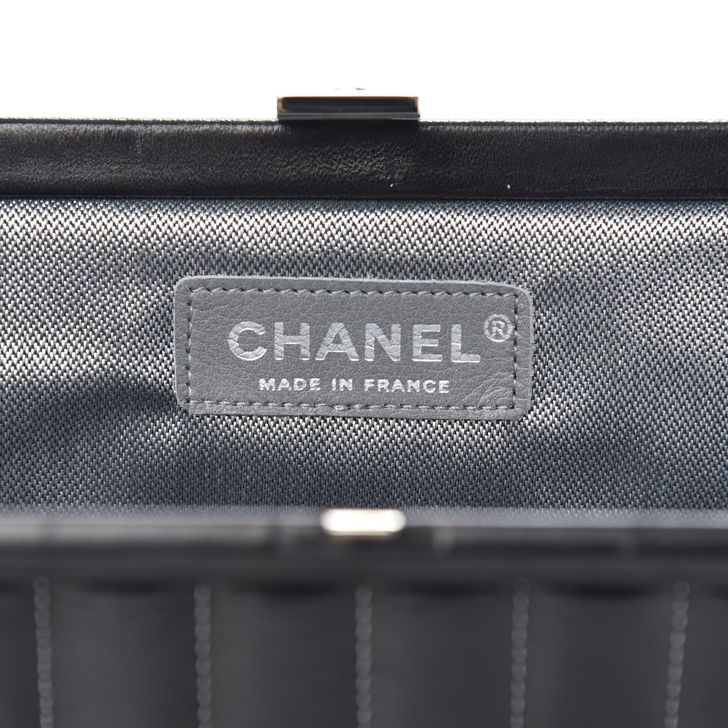 Chanel Lambskin Vertical Quilted Mademoiselle Clutch Black 6 of 11