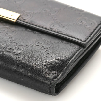 Gucci Guccissima Margaux Calfskin Metal Bar Continental Flap Wallet Black 8 of 13