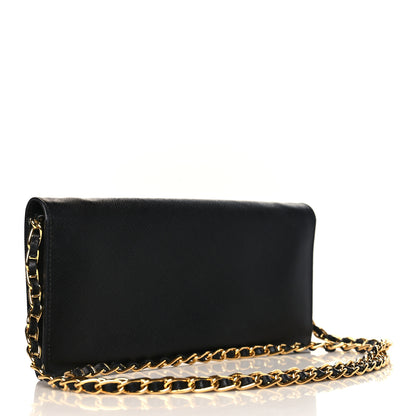 Prada Saffiano Metal Oro Chain Wallet Black 3 of 10