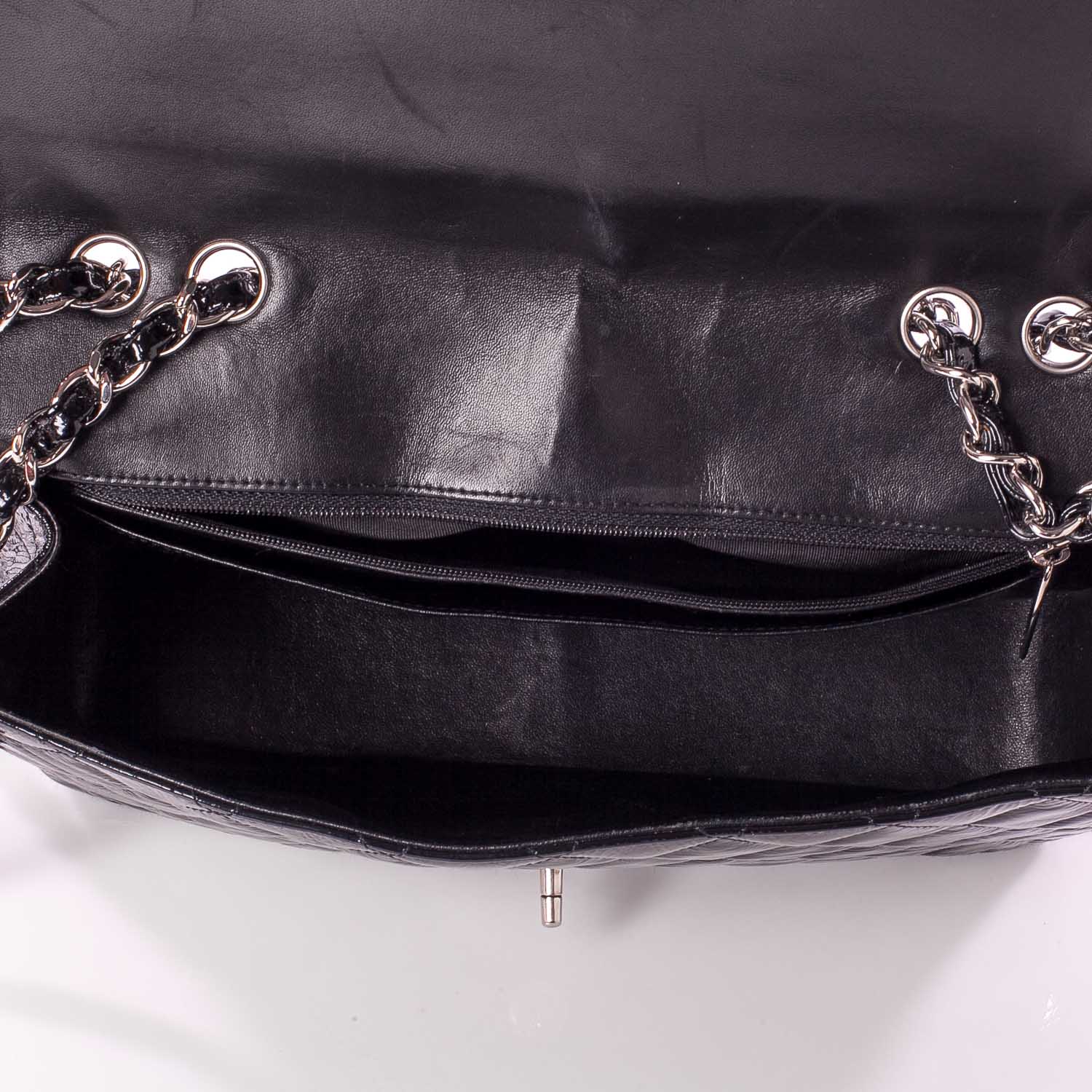 Chanel Distressed Patent Jumbo Single Flap Black 10 of 10