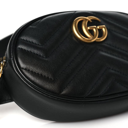 Gucci Calfskin Matelasse GG Marmont Belt Bag 95 38 Black 9 of 11