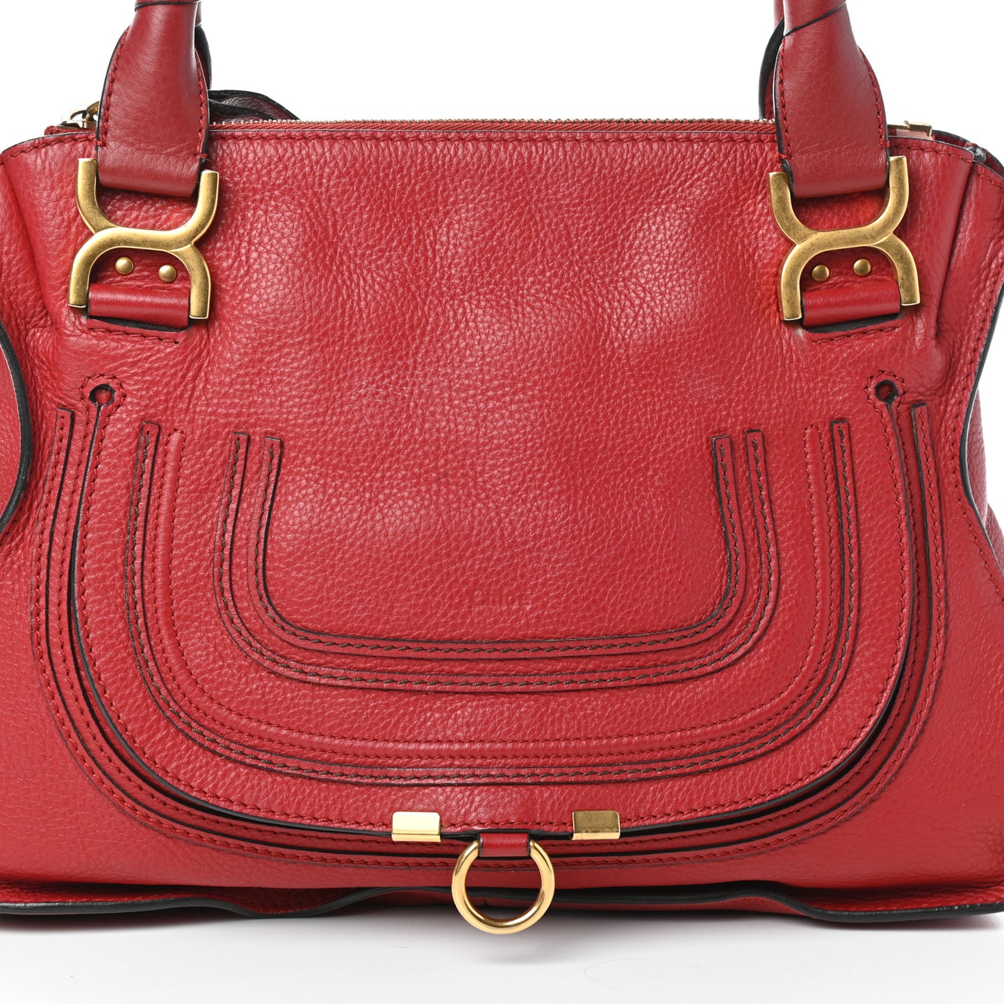 Calfskin Medium Marcie Satchel Peony Red