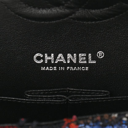 Chanel Tweed Sequin Chevron Quilted Medium Double Flap Multicolor 6 of 9