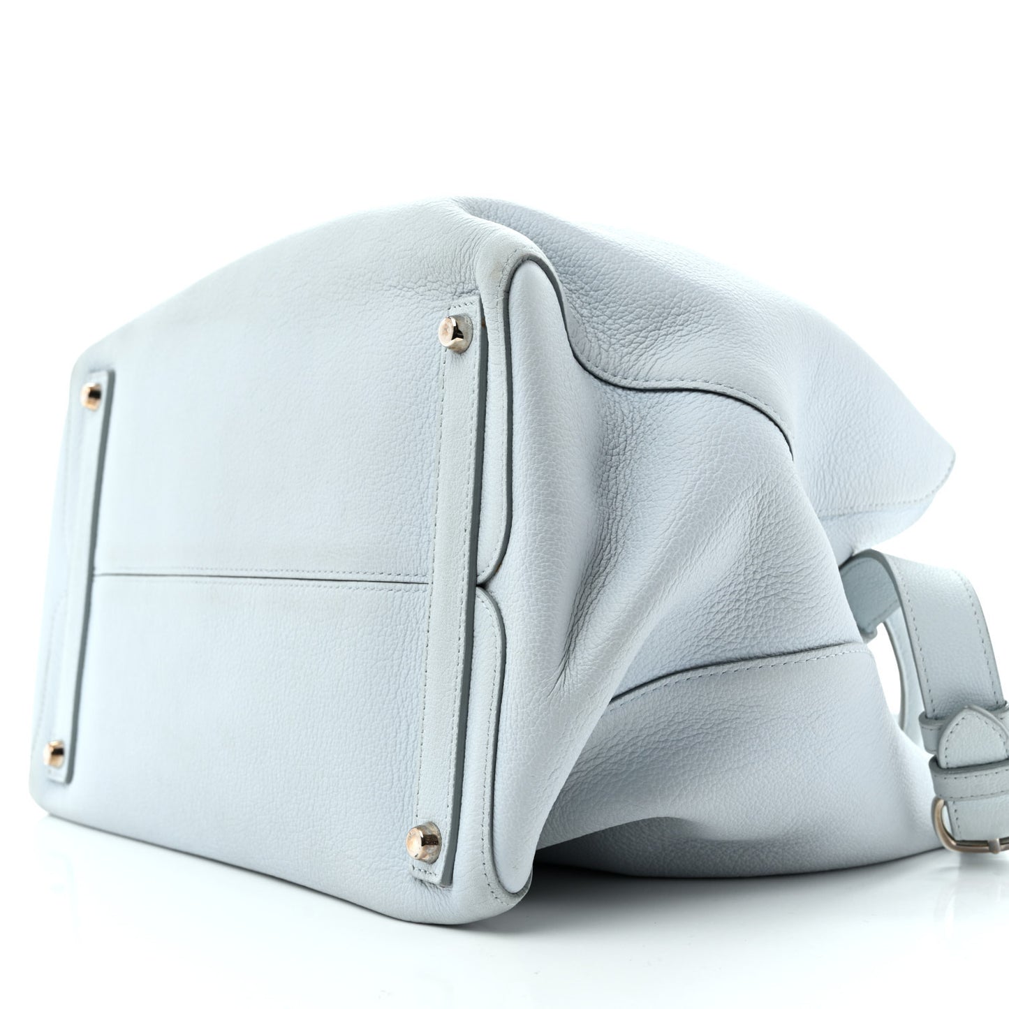 Supple Grained Calfskin Large Open Bar Tote Light Blue