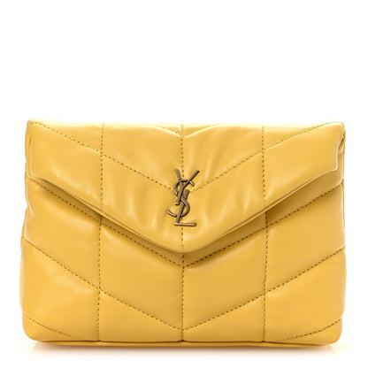 Saint Laurent Lambskin Monogram Loulou Puffer Pouch Clutch Sunflower 1 of 12