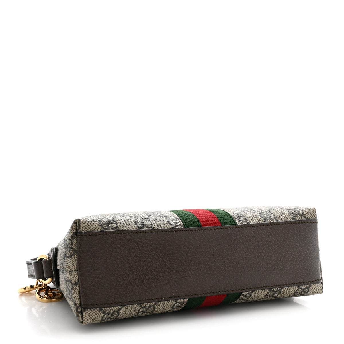 Gucci GG Supreme Monogram Textured Dollar Calfskin Web Small Ophidia Dome Shoulder Bag Beige Ebony New Acero 4 of 11