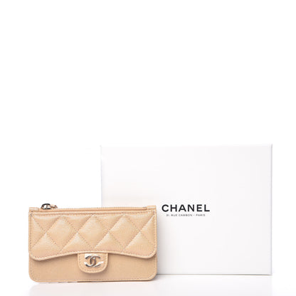 Chanel Iridescent Caviar Quilted Flap Zip Card Holder Beige 8 of 8