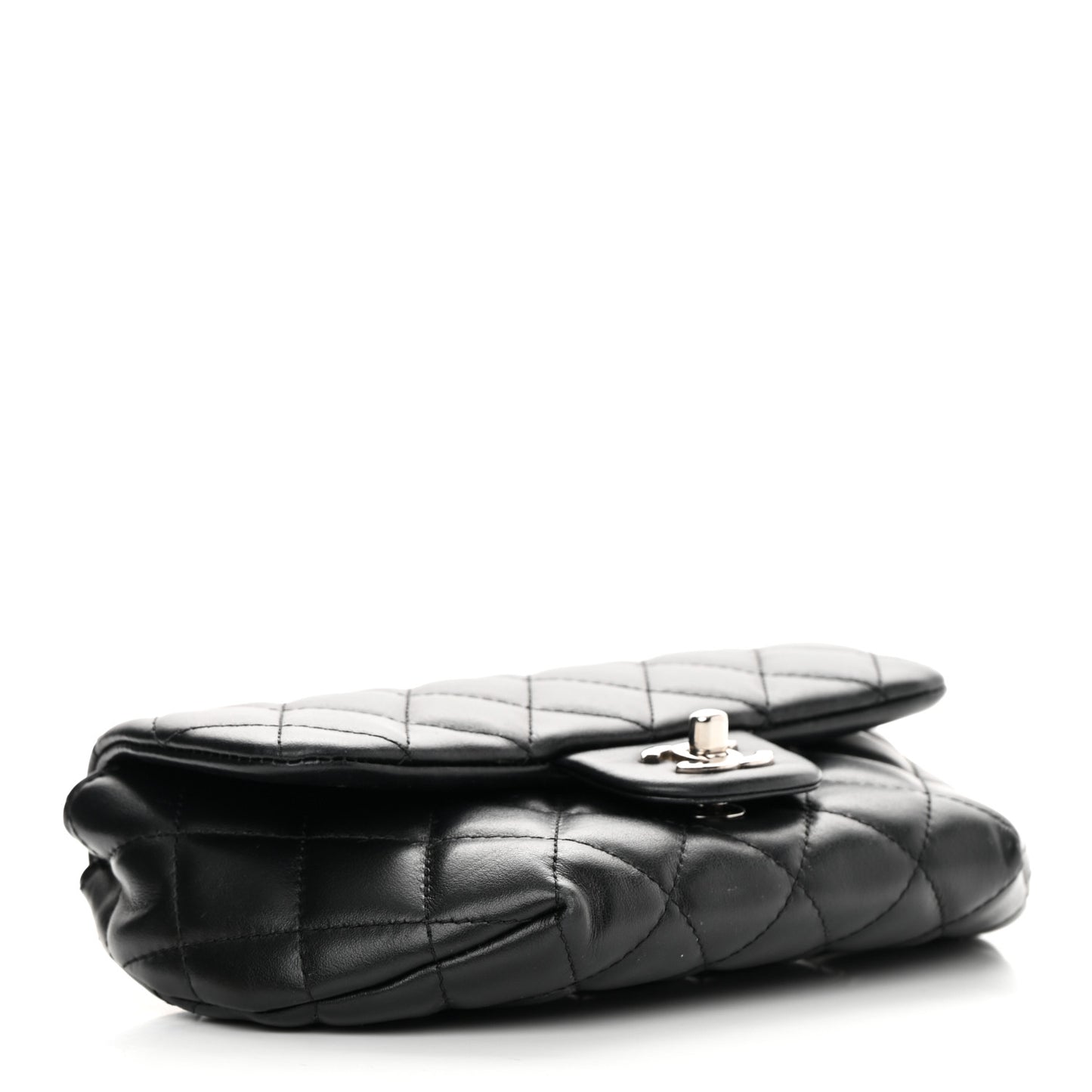Calfskin Quilted CC Uniform Flap Belt Bag Black