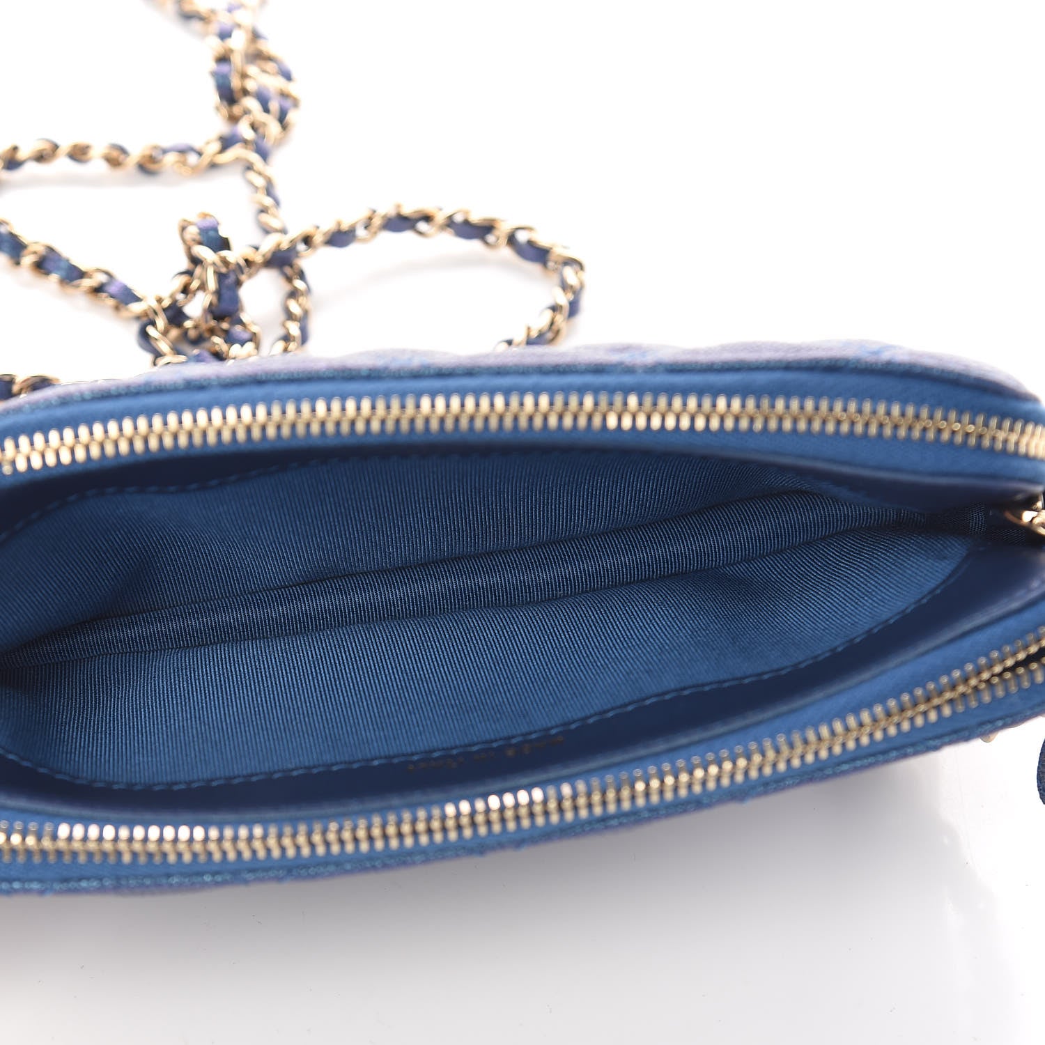 Chanel Iridescent Caviar Quilted Clutch With Chain Dark Blue 6 of 14
