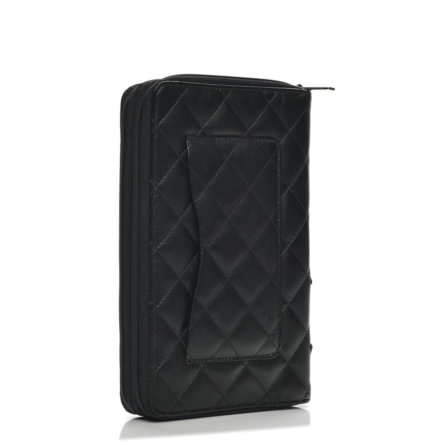 Calfskin Cambon Zip Around Organizer Wallet Black