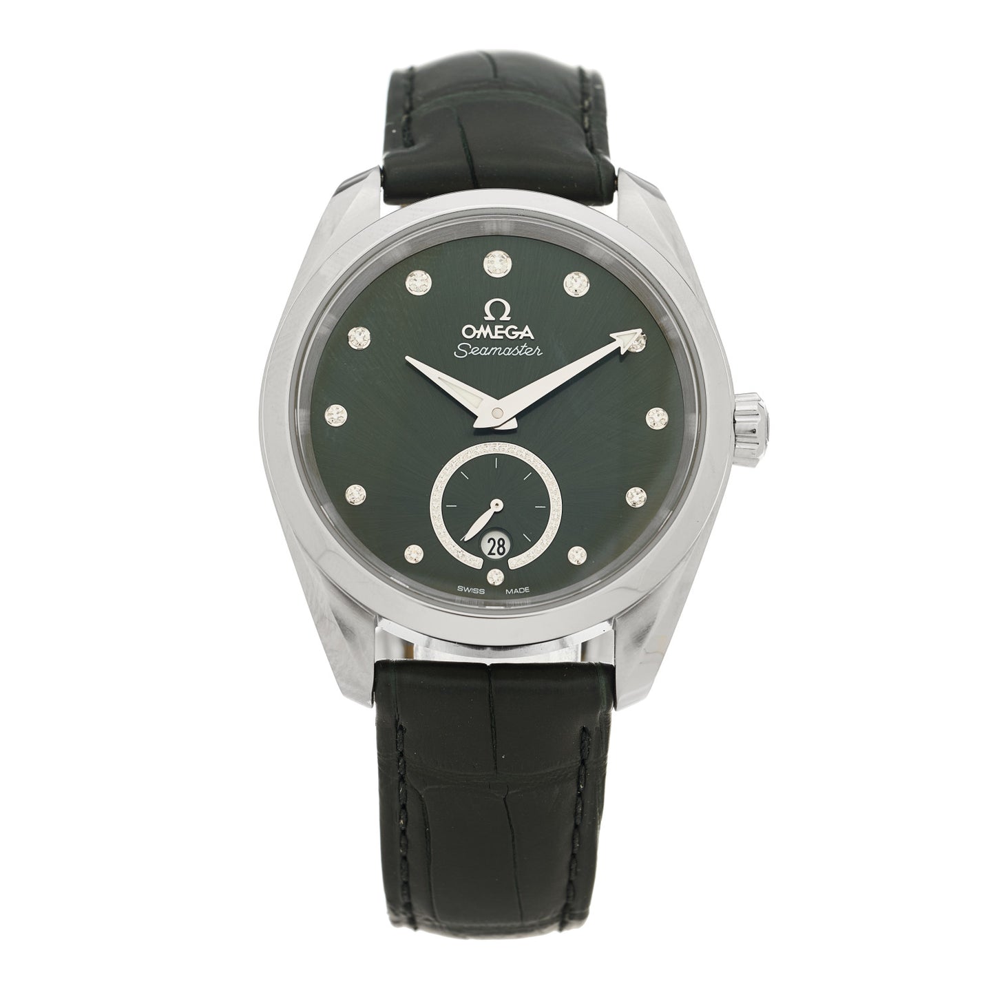 Stainless Steel Alligator Diamond 38mm Seamaster Aqua Terra Co-Axial Automatic Watch Green 220.13.38.20.60.001