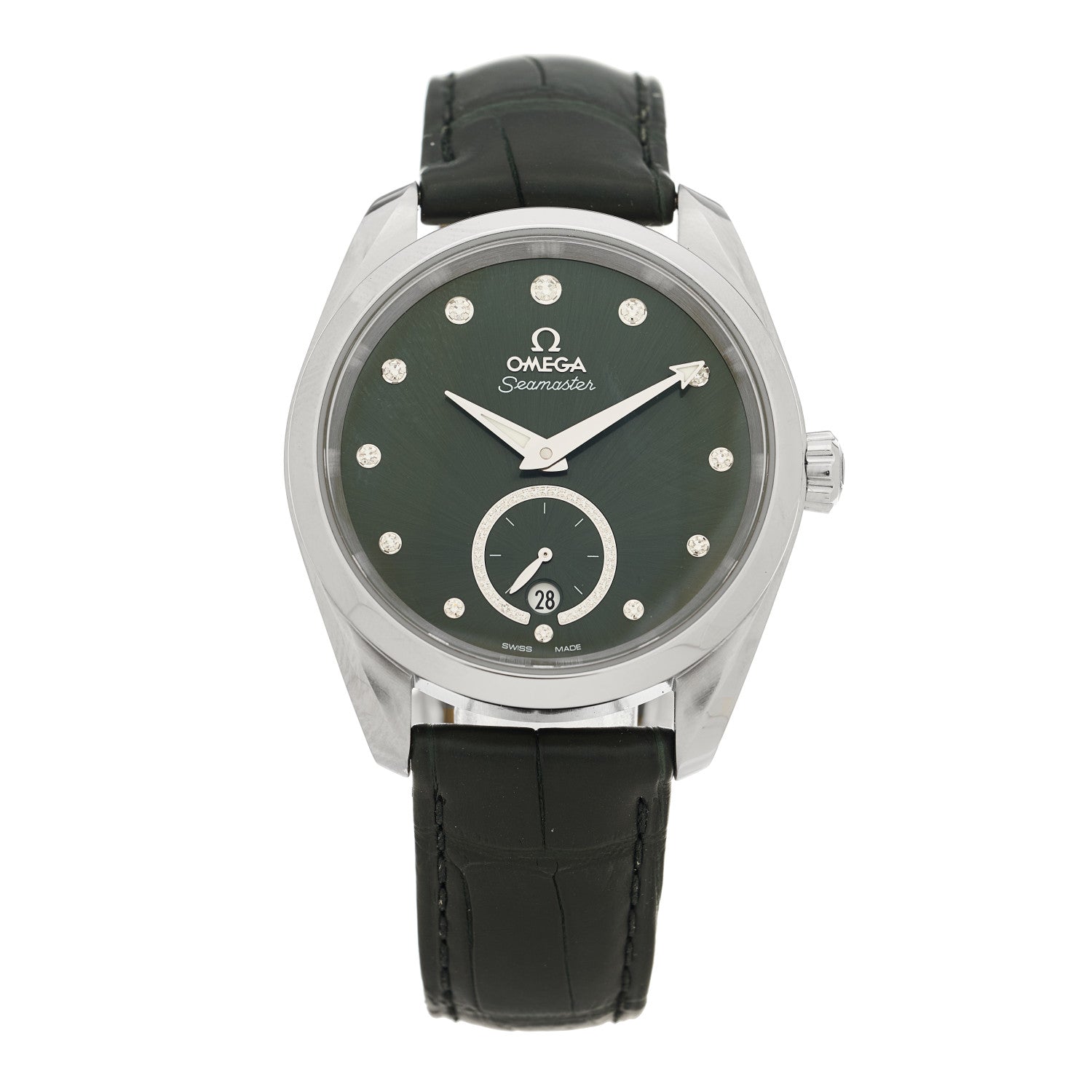 Omega Stainless Steel Alligator Diamond 38mm Seamaster Aqua Terra Co-Axial Automatic Watch Green 220.13.38.20.60.001 1 of 5