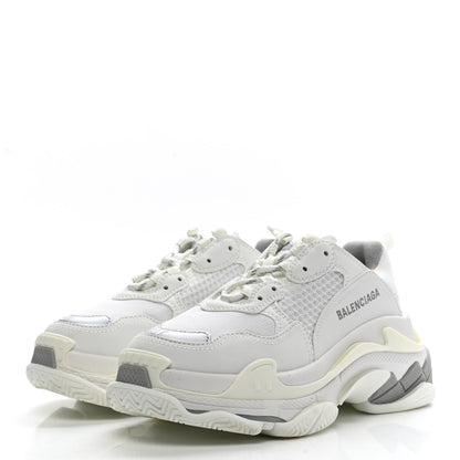 Balenciaga Fabric Mesh Bi-Color Womens Triple S Sneakers 37 White Metal Grey 3 of 11