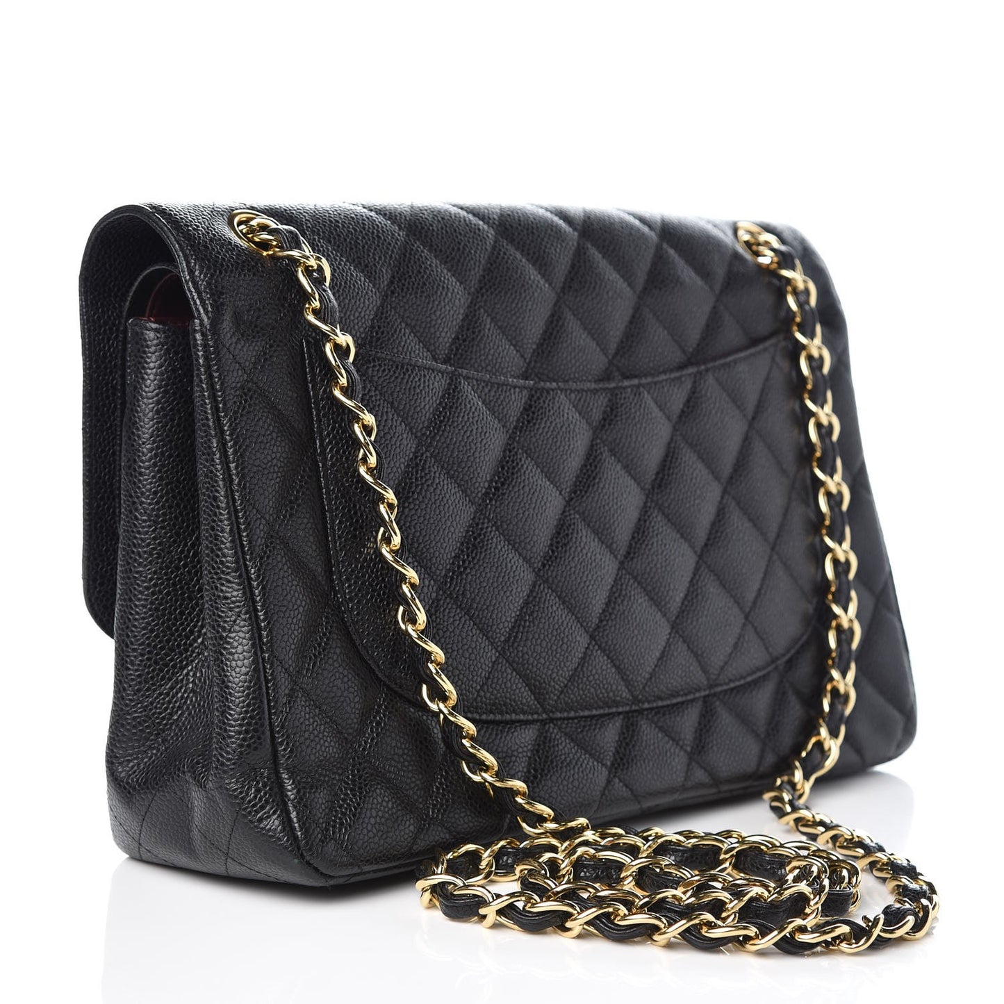 Caviar Quilted Jumbo Double Flap Black