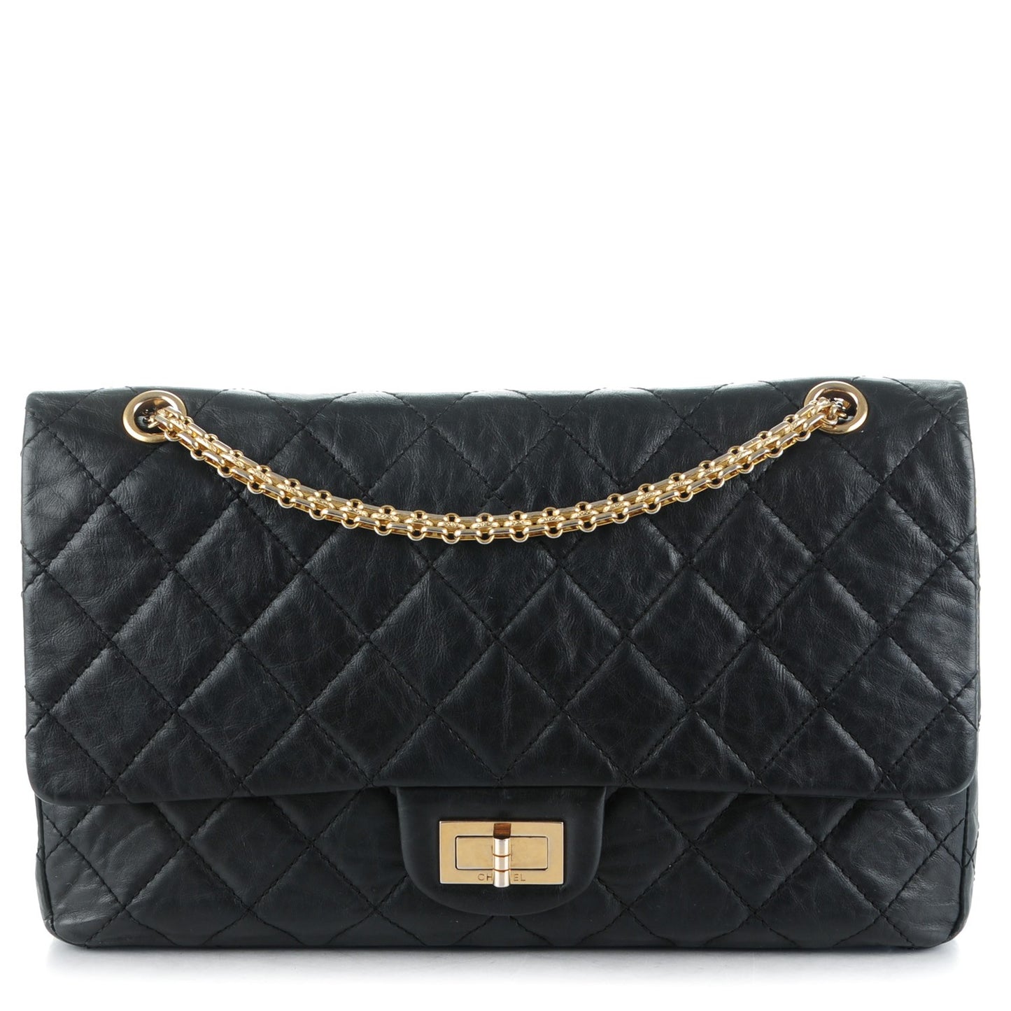 Aged Calfskin Quilted 2.55 Reissue 227 Flap Black