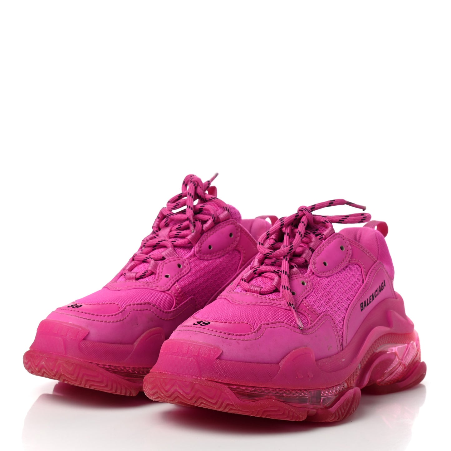 Fabric Mesh Clear Sole Fluo Womens Triple S Sneakers 39 Pink