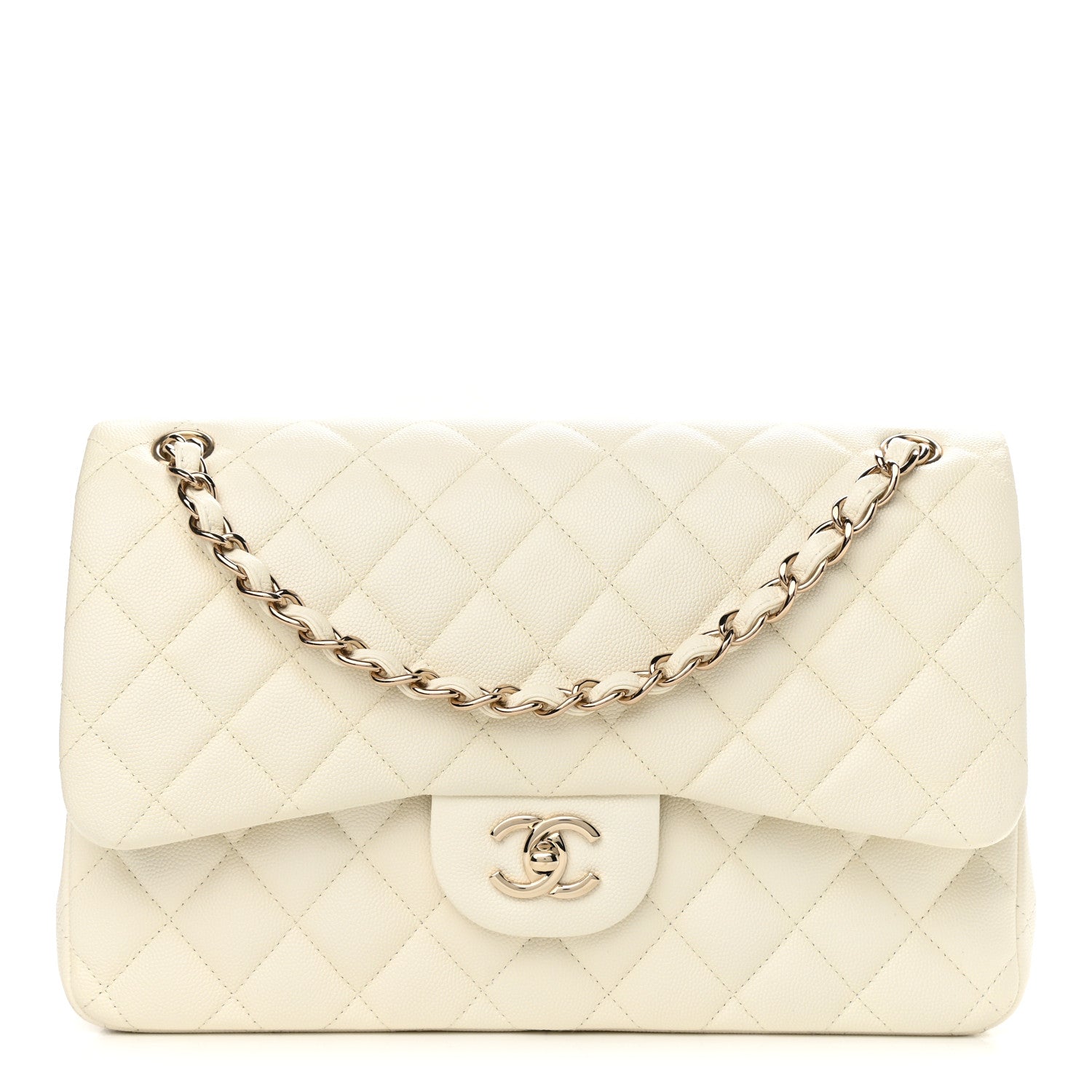 Chanel Caviar Quilted Jumbo Double Flap White 1 of 11