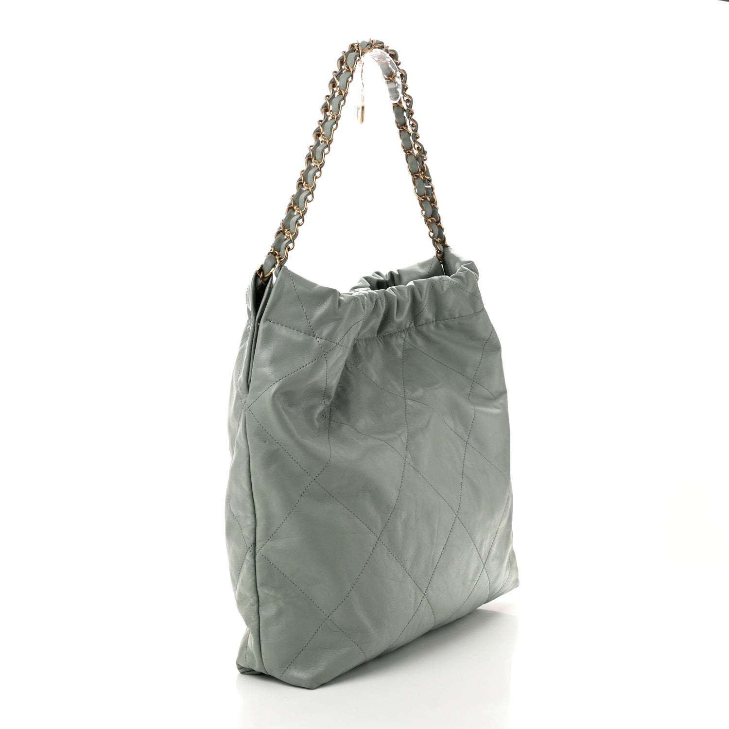 Chanel Shiny Calfskin Quilted Chanel 22 Light Blue 4 of 11