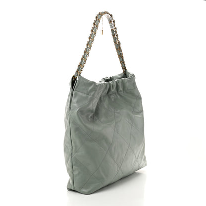 Chanel Shiny Calfskin Quilted Chanel 22 Light Blue 4 of 11