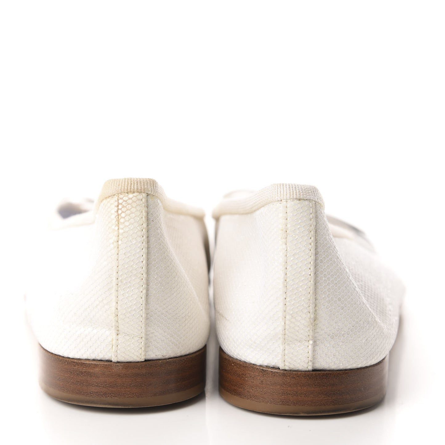 Fabric Glitter Grosgrain Cap Toe CC Ballerina Flats 41 White Black