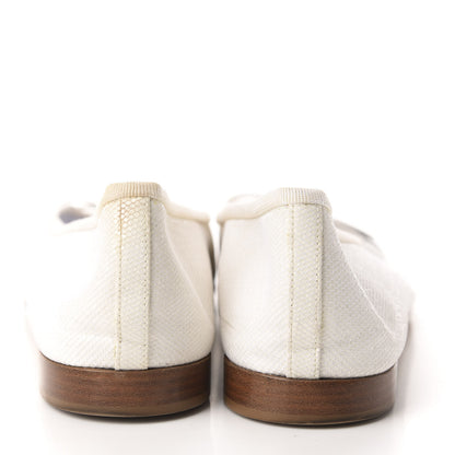 Chanel Fabric Glitter Grosgrain Cap Toe CC Ballerina Flats 41 White Black 5 of 13