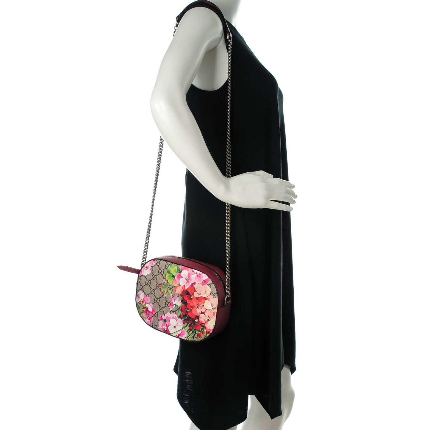 GG Supreme Monogram Blooms Mini Chain Shoulder Bag Beige Multicolor Dry Rose