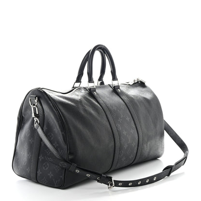 Louis Vuitton Taiga Monogram Eclipse Keepall Bandouliere 50 Black 2 of 10