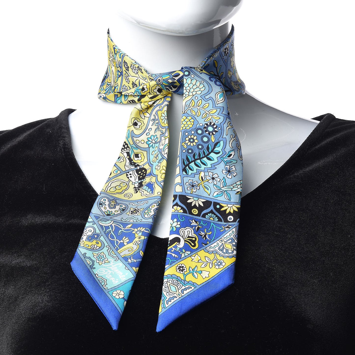 Silk Au Pays Des Oiseaux Fleurs Twilly Bleu Dur Jaune Vif Turquosie