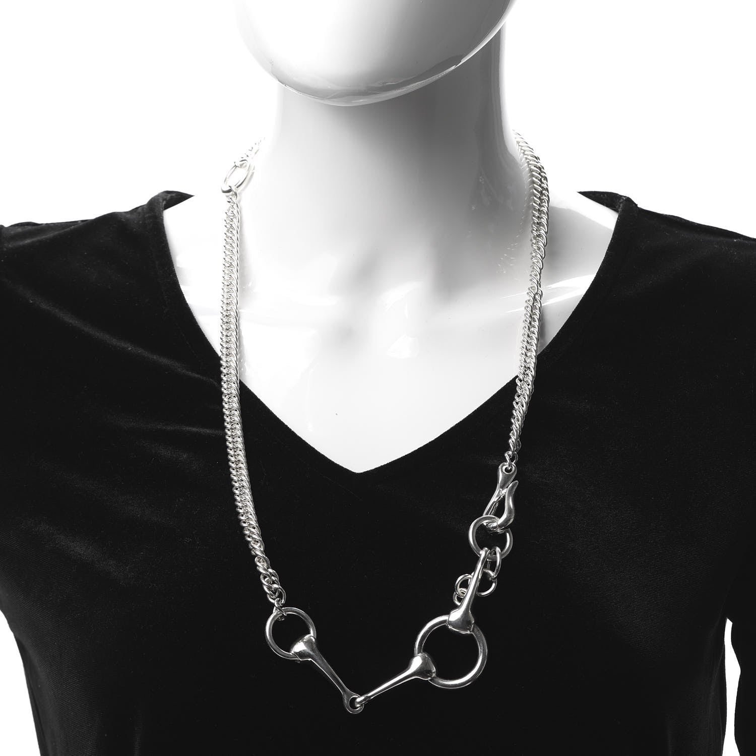 Hermes Sterling Silver GM Galop Long Necklace 2 of 5