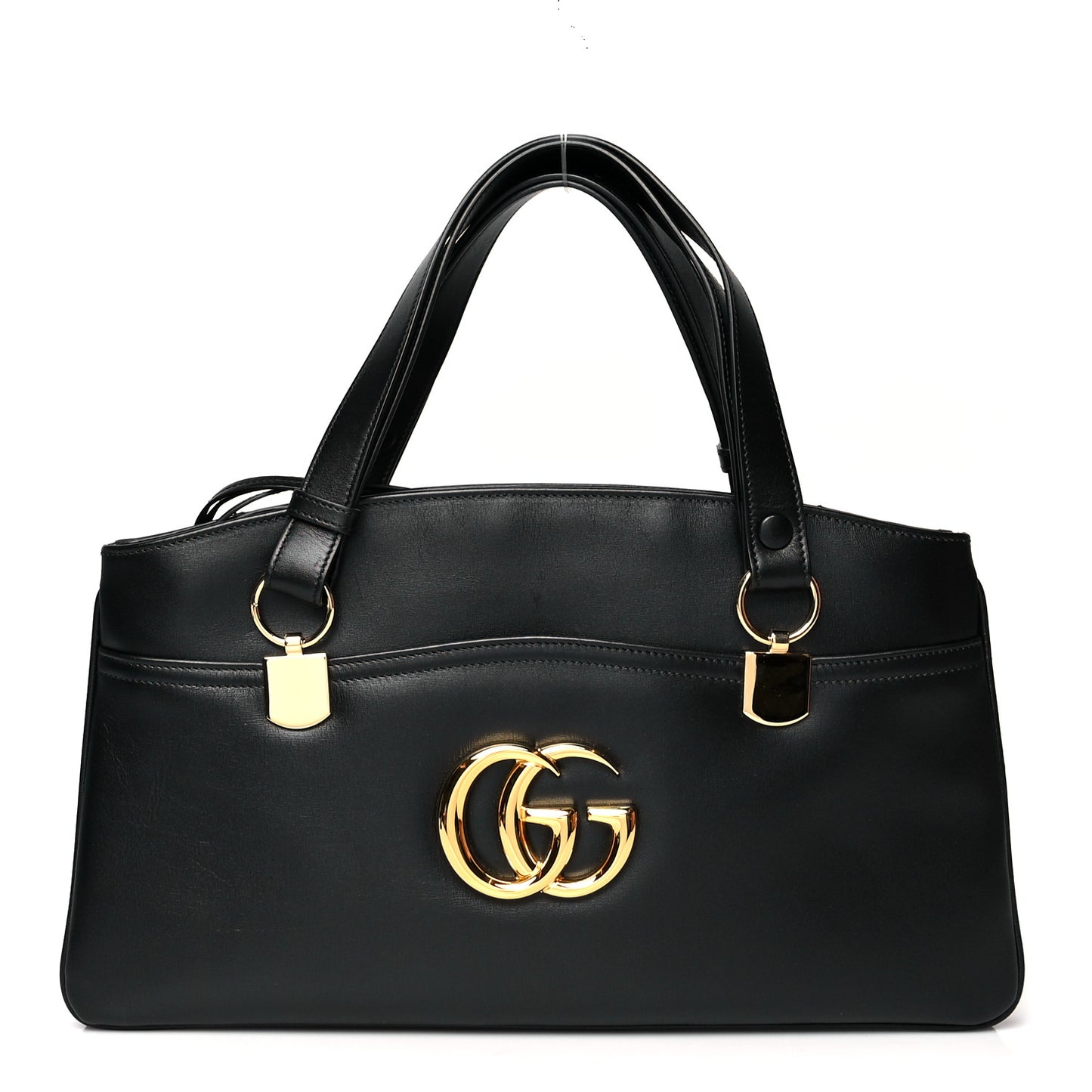 Vitello Palmellato Lux Large Arli Top Handle Bag Black