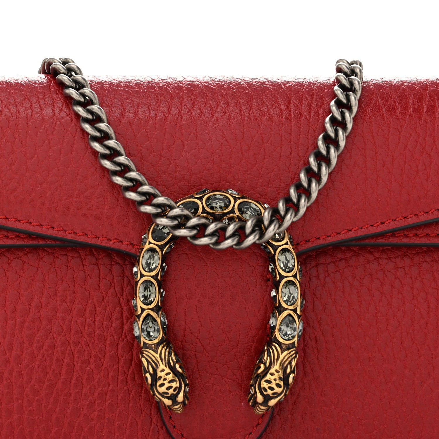 Gucci Calfskin Swarovski Crystal Super Mini Dionysus Shoulder Bag Hibiscus Red 7 of 10