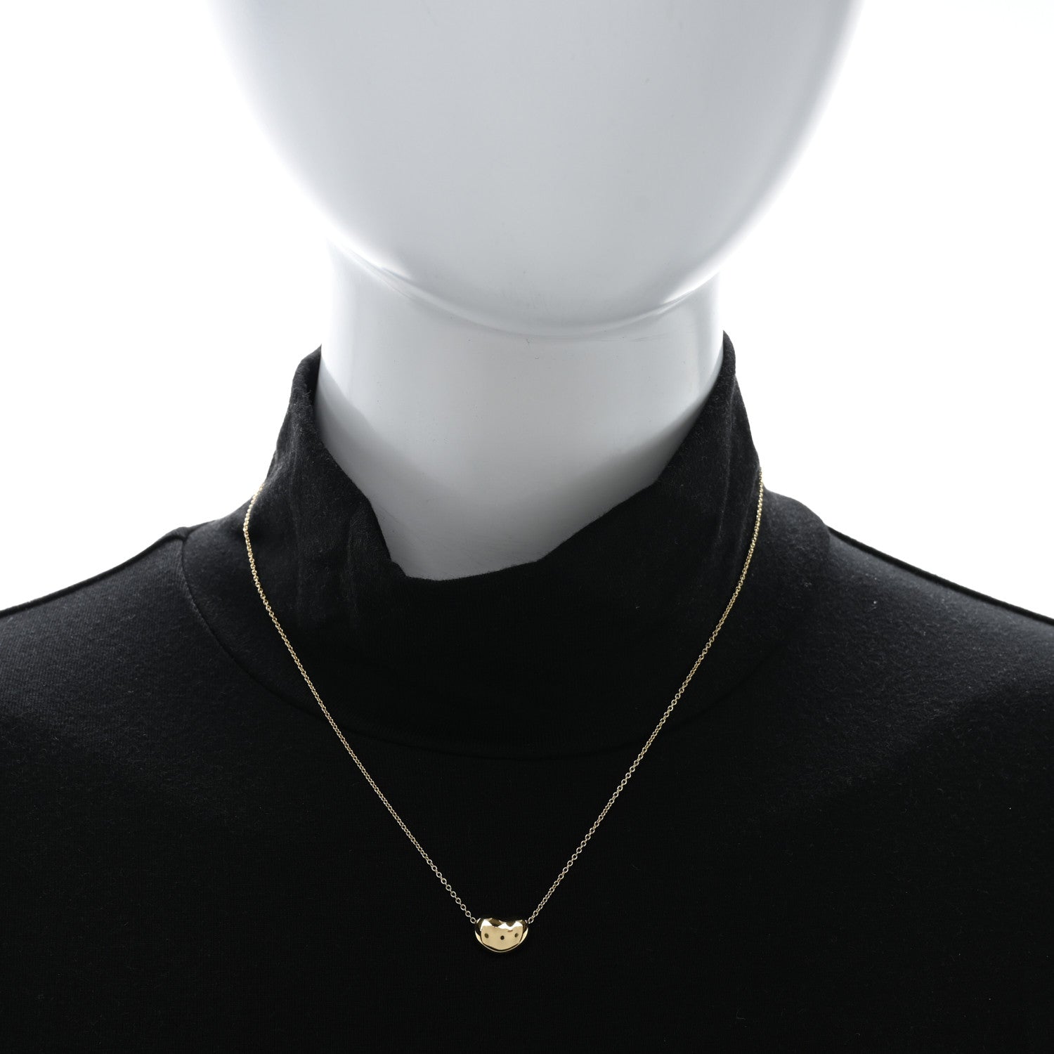Tiffany 18K Yellow Gold 12mm Elsa Peretti Bean Pendant Necklace 2 of 4