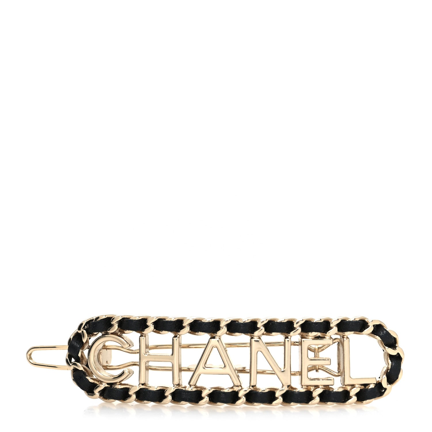 Chanel Metal Lambskin Vintage Allure Logo Hair Clip Gold 1 of 3