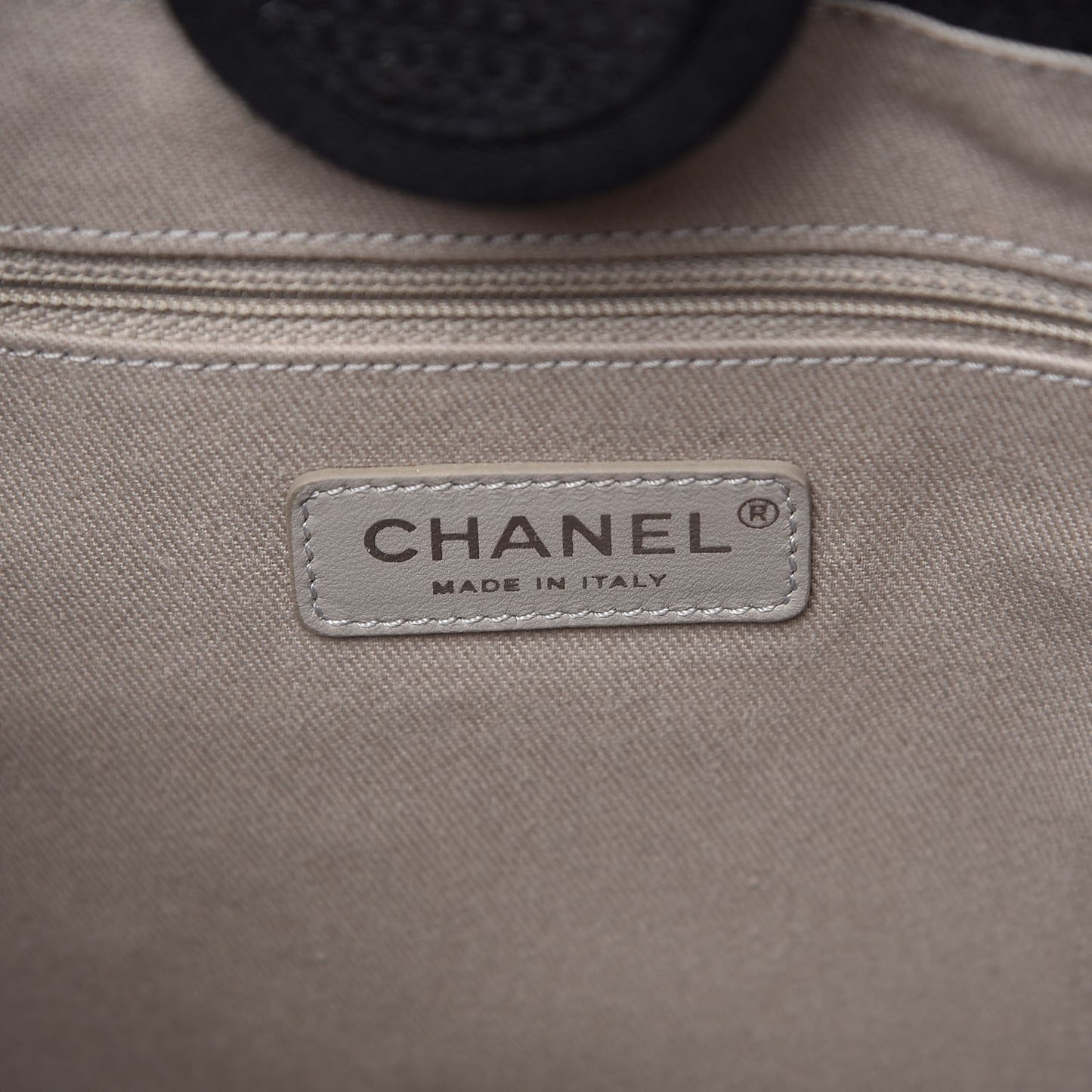 Striped Canvas Small Deauville Tote Grey Black