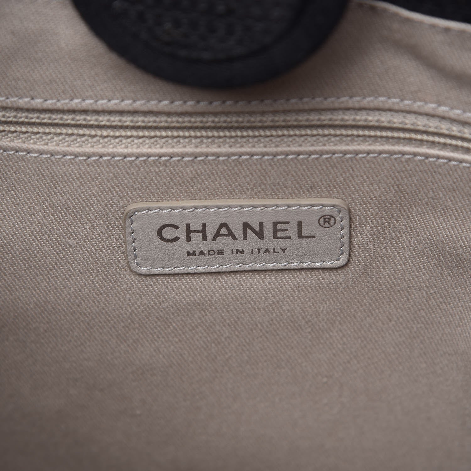 Chanel Striped Canvas Small Deauville Tote Grey Black 6 of 9
